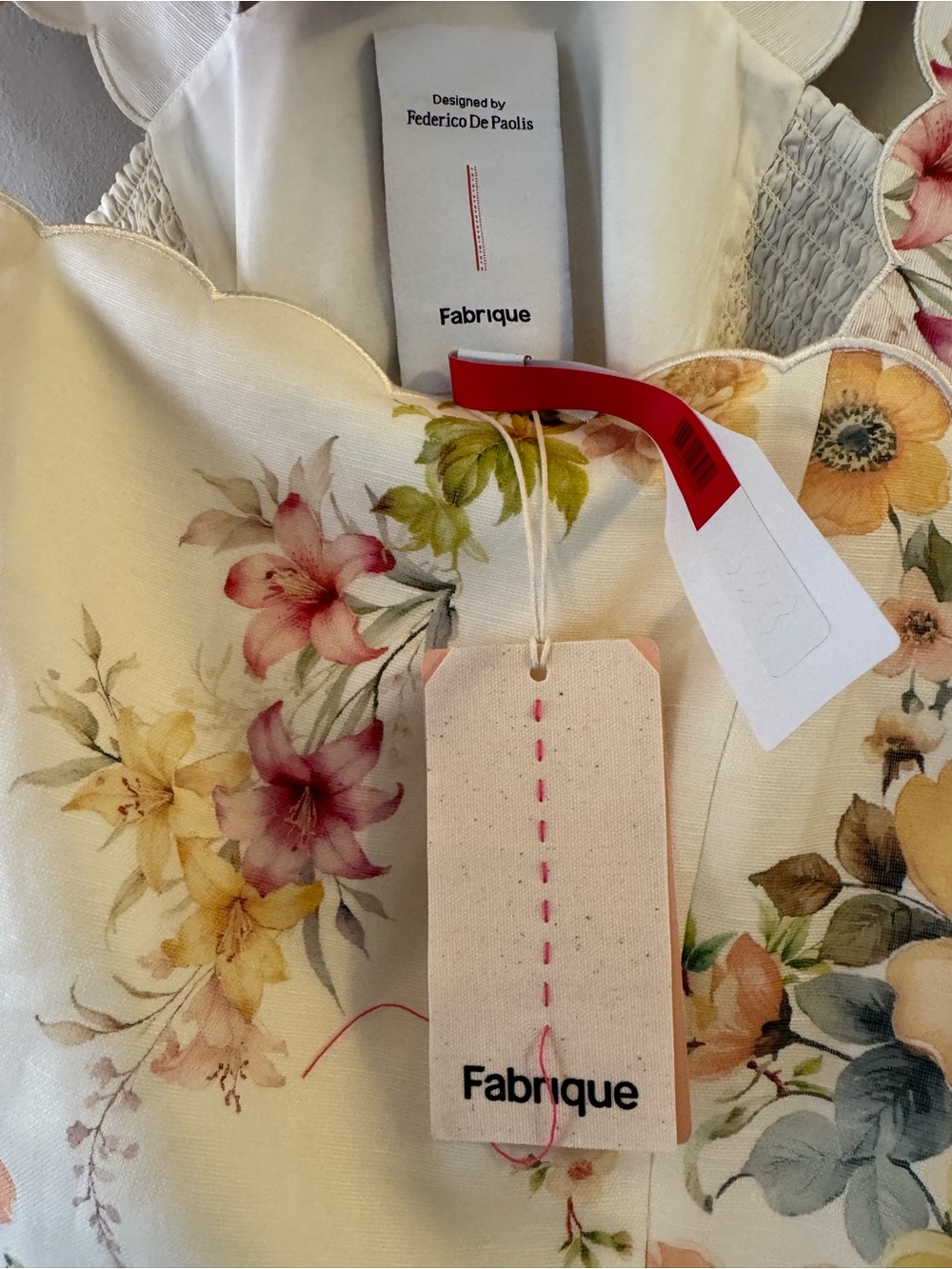 Xena Watercolor Flora Embroidery Strap Dress in Silk-Linen *NEEDS NEW ZIPPER* - Picture 7 of 10